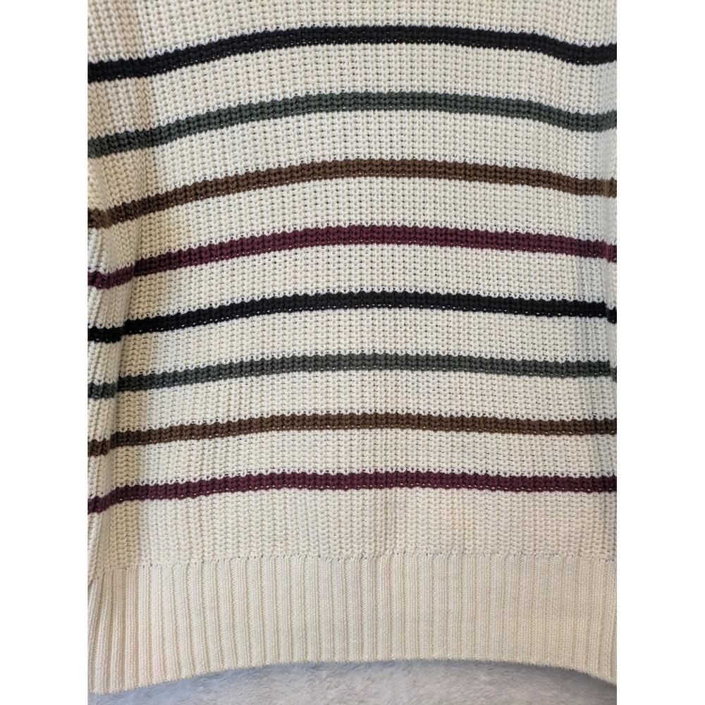 GAP Womens Small Cream Striped 100% Cotton Knit Crewneck‎ Sweater - Picture 4 of 10